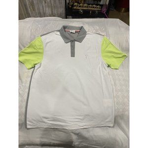 Golfino White Collar Polo Shirt Golf Men Unisex L US 42